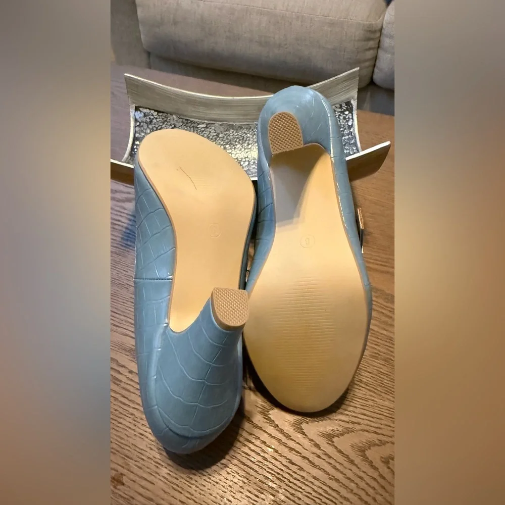Journee Collection Light Blue Mary Jane Flats - Picture 6 of 6